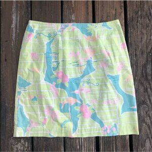 Vintage Lilly Pulitzer Miami Map Floral Skirt 12